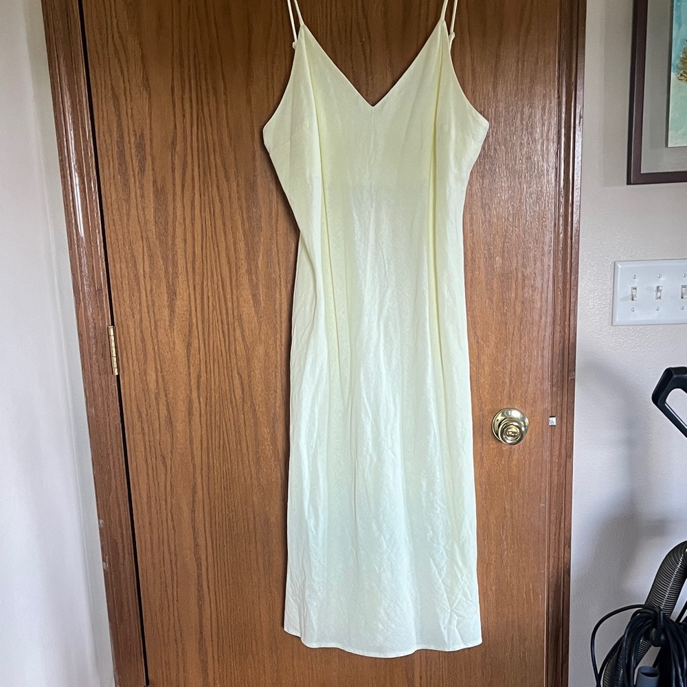a new day Pale Yellow Slip Midi Dress with V-Neck